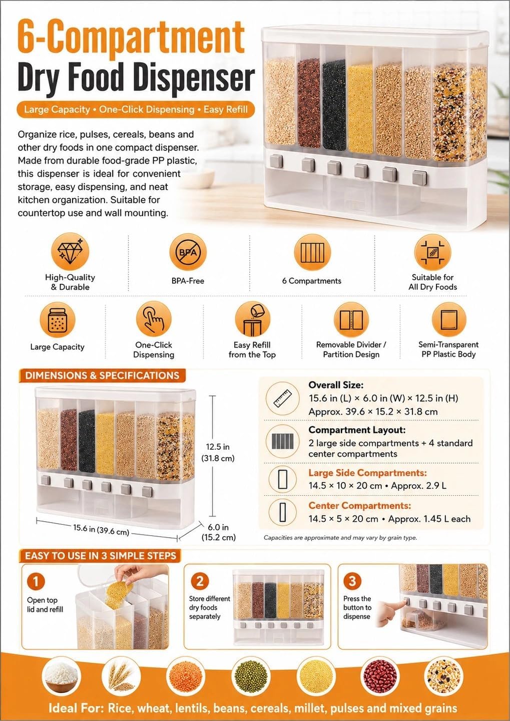 Grain Dispenser For Kitchen